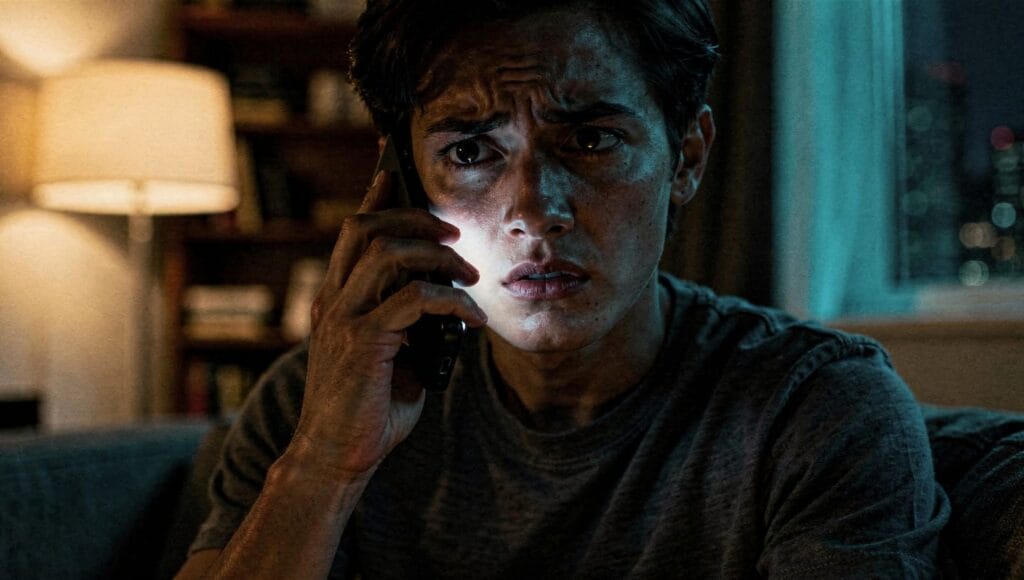 Betrug: Rechtliche Analyse und Schutz Ihrer Rechte 4 person receiving suspicious phone call looking worried