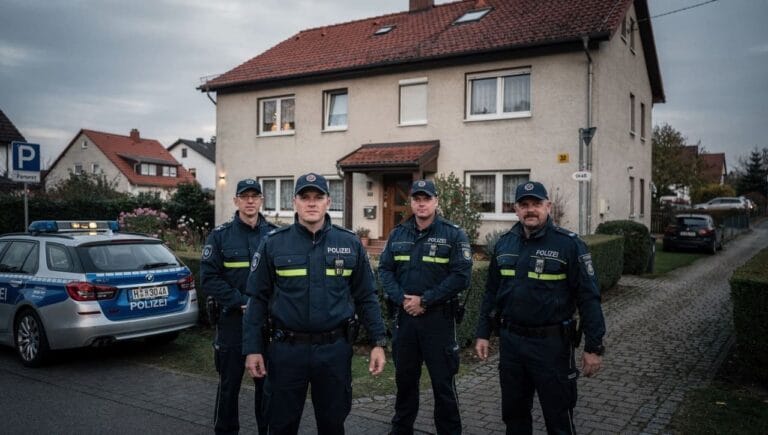 Vorsicht, Betrug! Finanzielle Fallen und digitale Maschen in Deutschland 2 police officers in front of residential house in a small German town